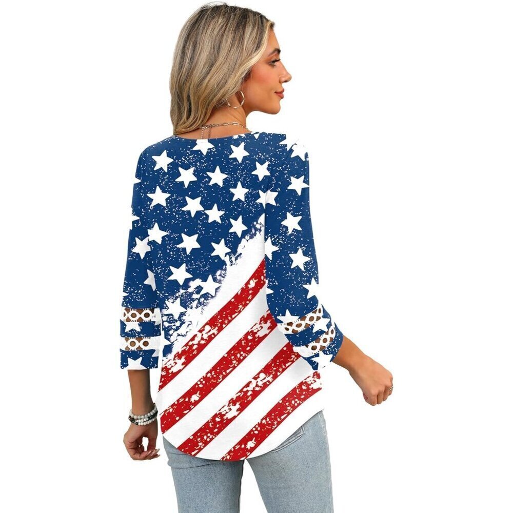 Womens Multicolor Dressy Casual Blouses Trendy V Neck T Shirts Summer Tops - Picture 5 of 5